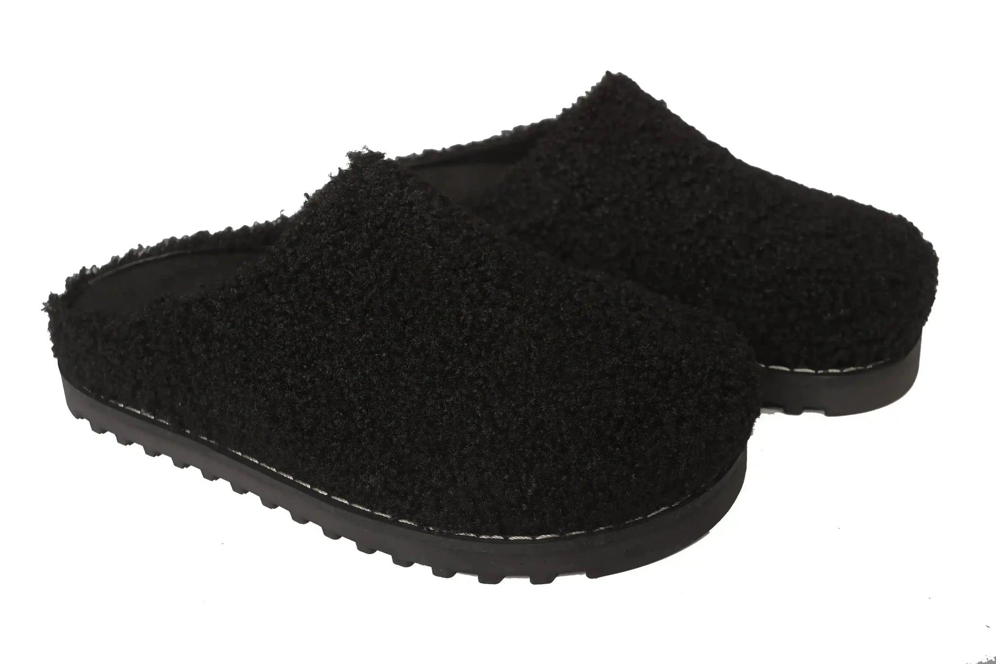 Velvy fur clogs black - WOKA